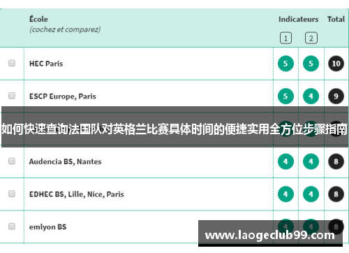 如何快速查询法国队对英格兰比赛具体时间的便捷实用全方位步骤指南